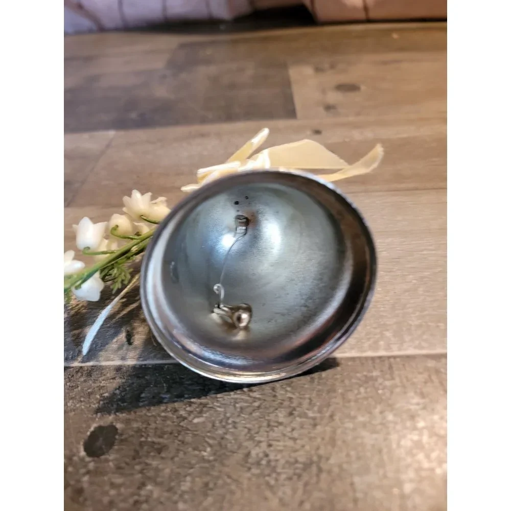 Vintage Silver bell flowers bow ornament Xmas holiday tree home decor‎
